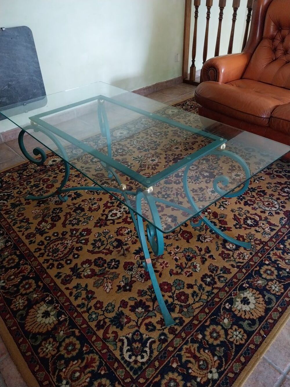 TABLE BASSE FER FORGE plateau VERRE Meubles