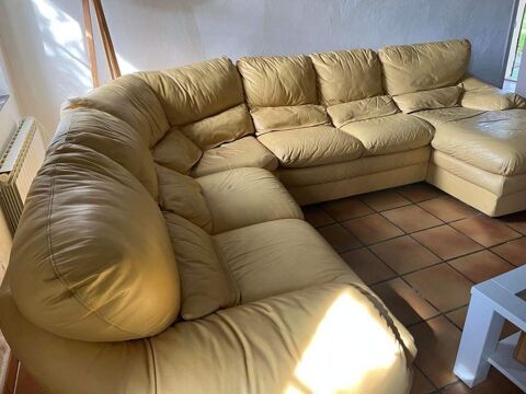 canap cuir 7 places jaune 700 Budos (33)