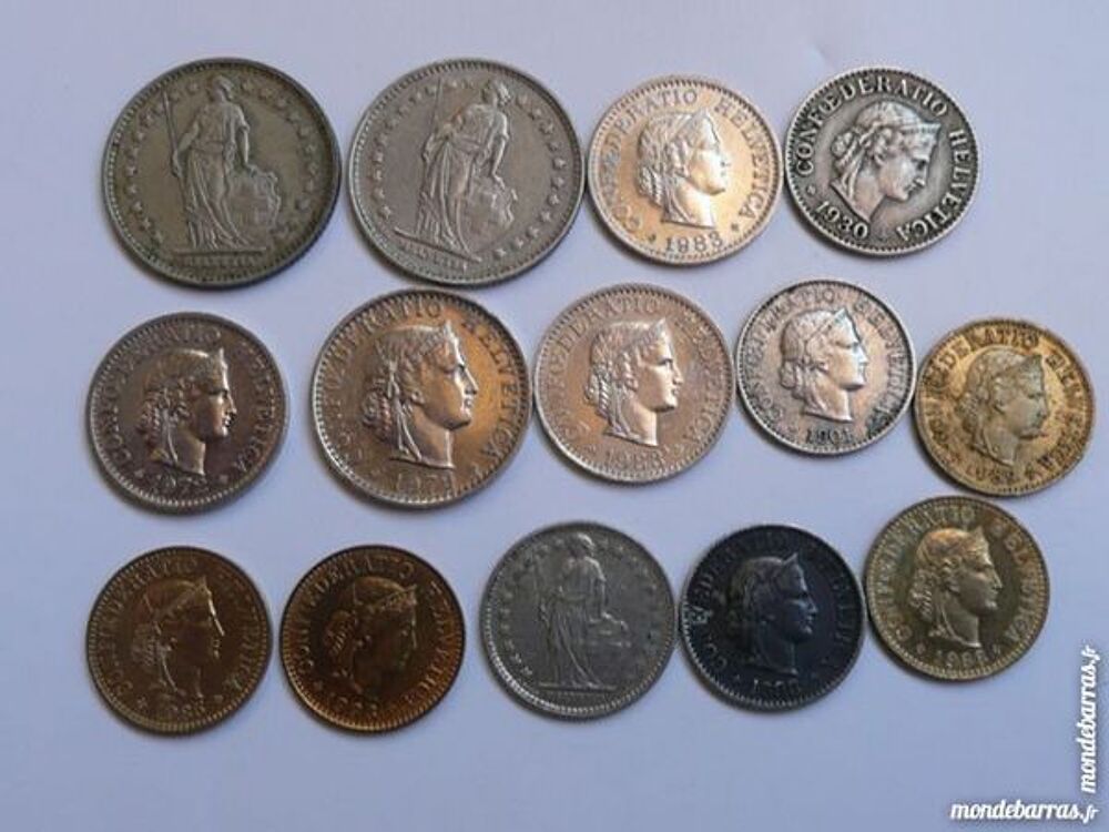 Lot de 14 pi&egrave;ces Suisse Helvetia 