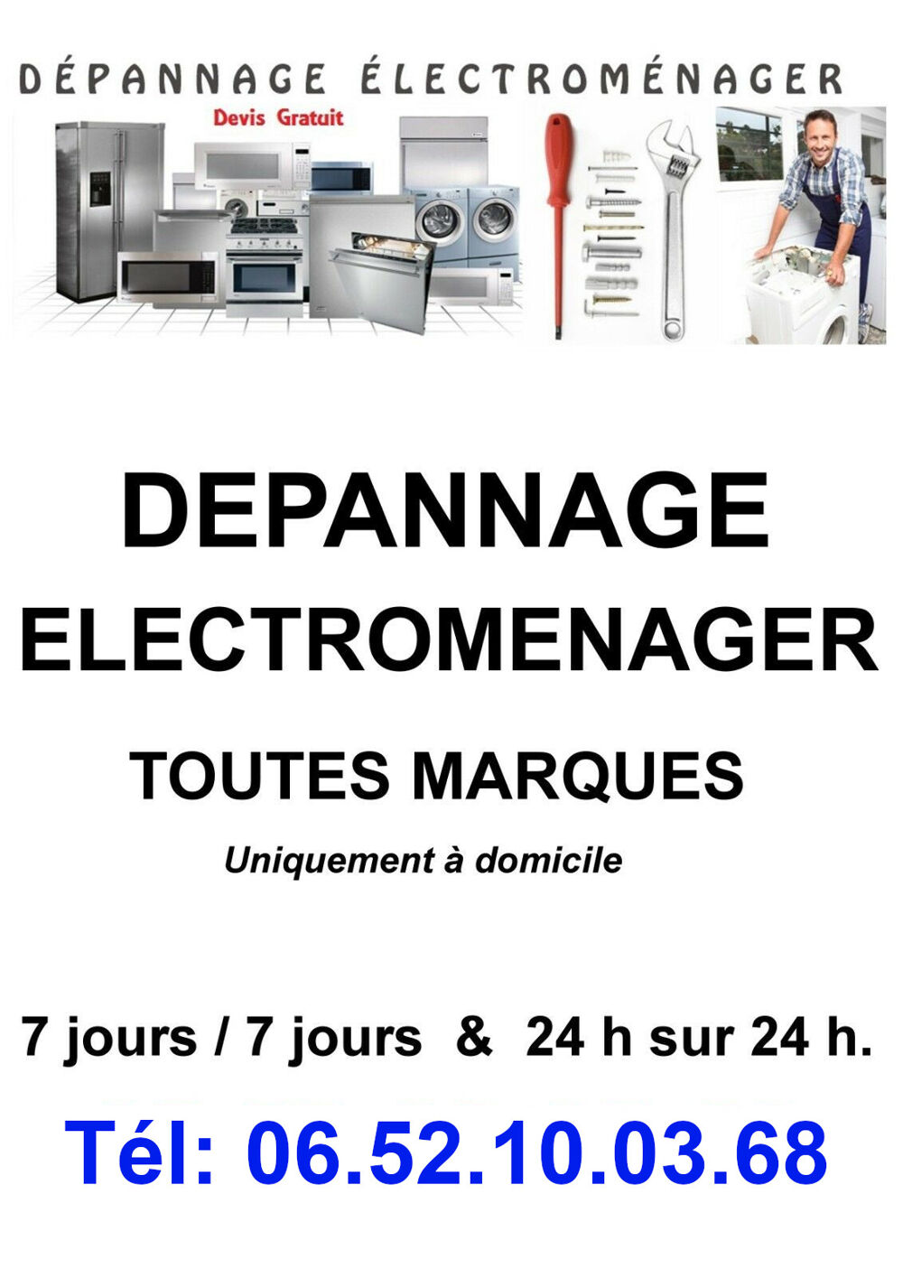D&eacute;pannage et R&eacute;paration / d'&eacute;lectrom&eacute;nager toutes marques. Electroménager