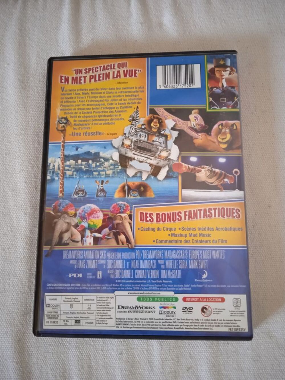 DVD Madagascar 3 DVD et blu-ray