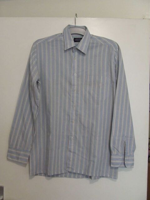 Chemise à rayures grises et bleues, Tour de cou 38 (S) TBE 6 Bagnolet (93)