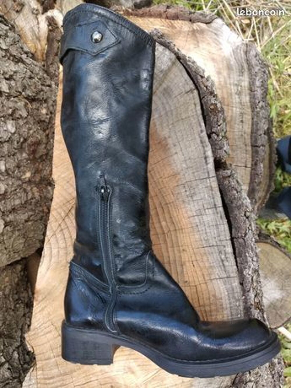 Bottes hautes Myl&egrave;ne T36 nickel fermeture &eacute;clair Chaussures
