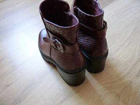 Bottines cuir chaussure 41 femme marron cognac TBE 5 Brienne-le-Ch�teau (10)
