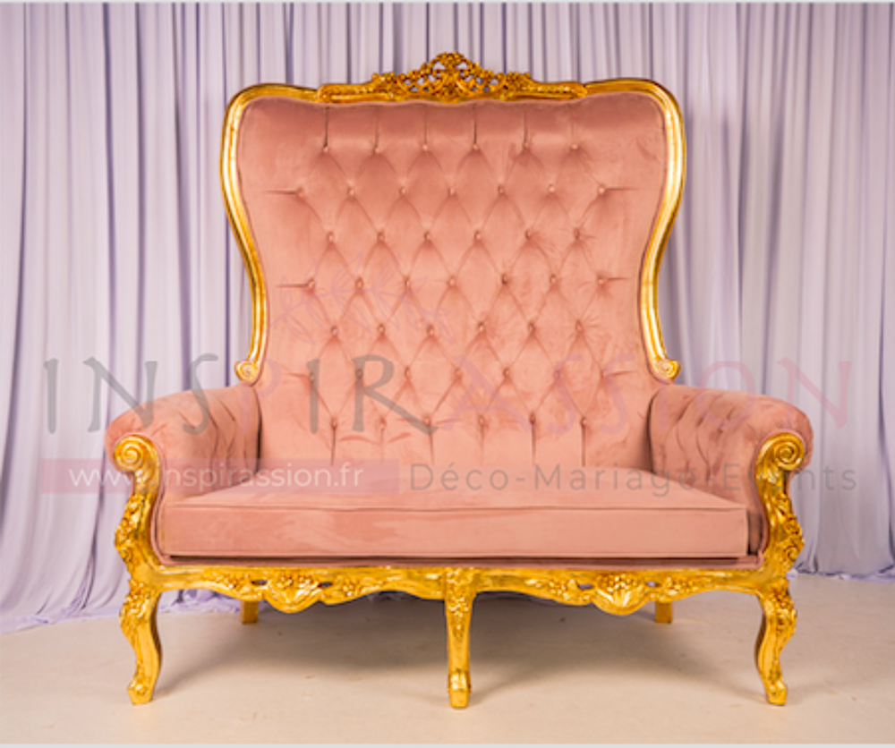 Banquette mod&egrave;le "Aladin haut" Rose &amp; dor&eacute; Meubles