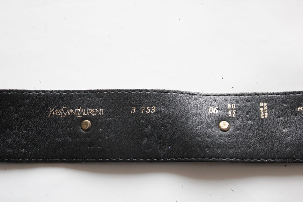 Ceinture veau velours bleu et clous or YVES SAINT LAURENT Maroquinerie