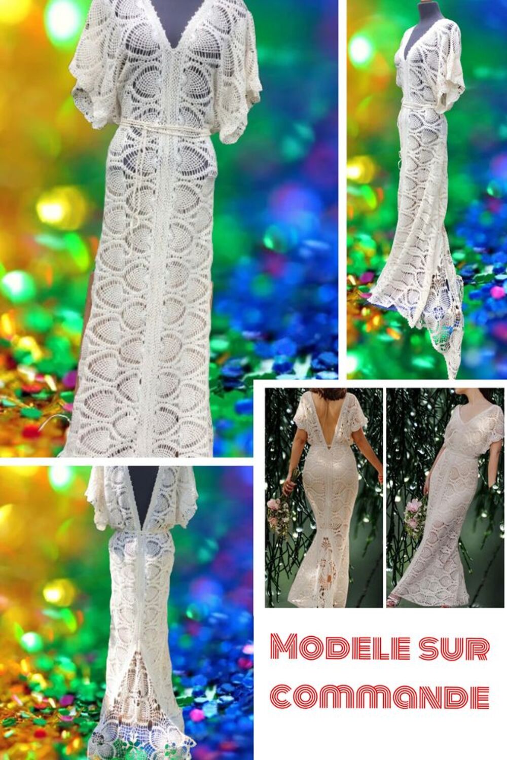 Sur commande.Chic robe de mariage,crochet fait main Vêtements