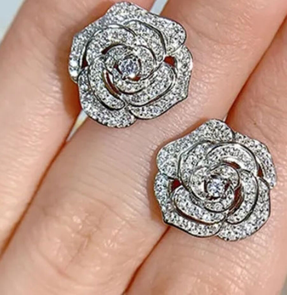 Boucles d'oreilles en argent 925 en diamant Bijoux et montres