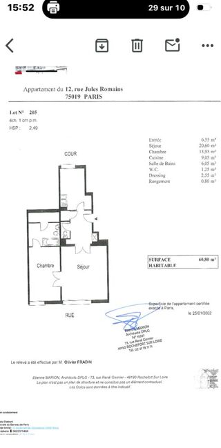  Appartement � vendre 2/3 pi�ces 60 m� Paris