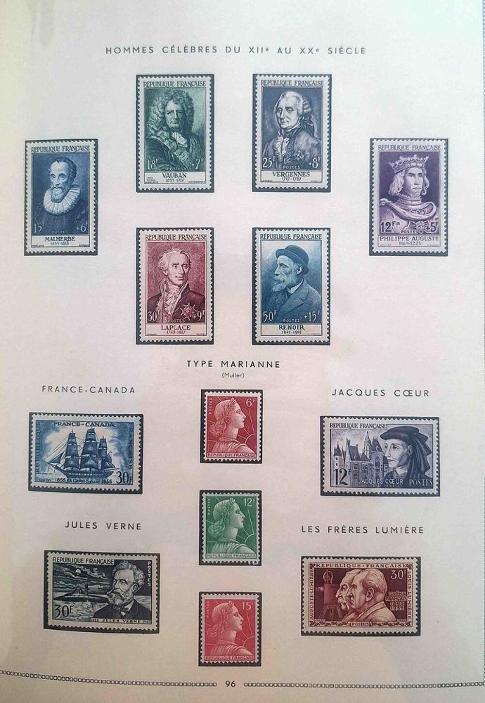 S&eacute;rie de timbres de collection de France G11 