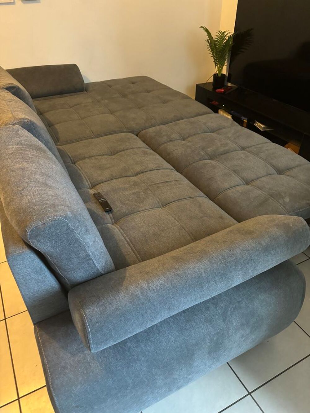 Canap&eacute; d'angle convertible m&eacute;ridienne droite ARGOS tissu Meubles