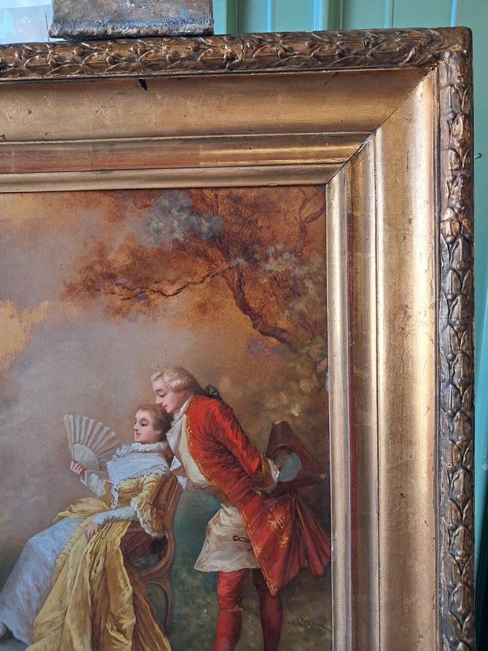 Tableau ancien, huile sur panneau Décoration