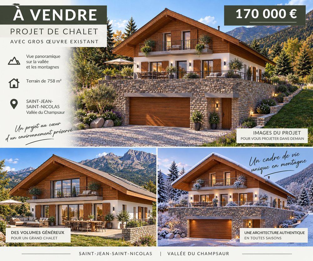 Vente Terrain Projet de chalet avec gros oeuvre existant Saint-jean-saint-nicolas