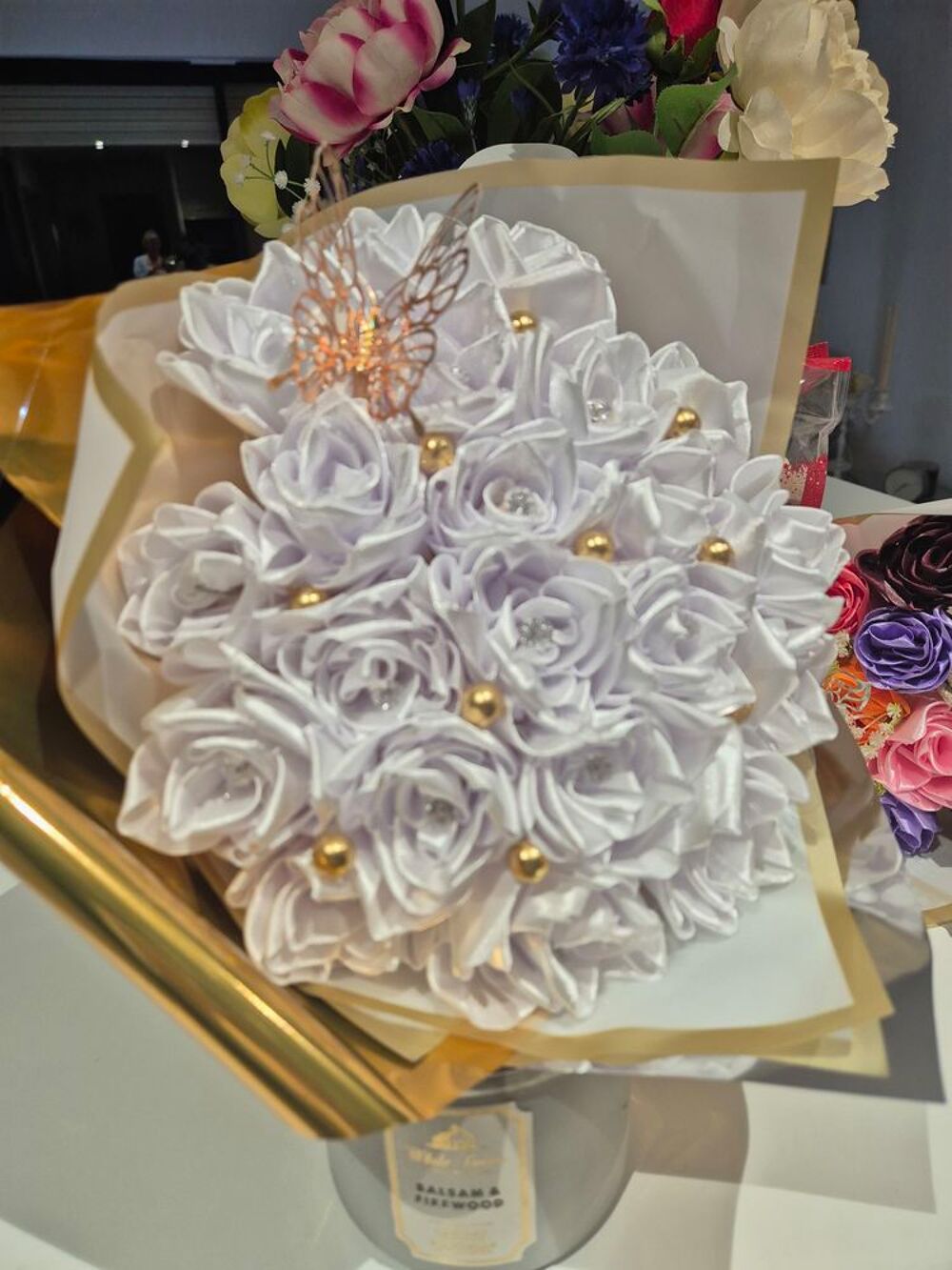 Fleur artisanale satin Décoration