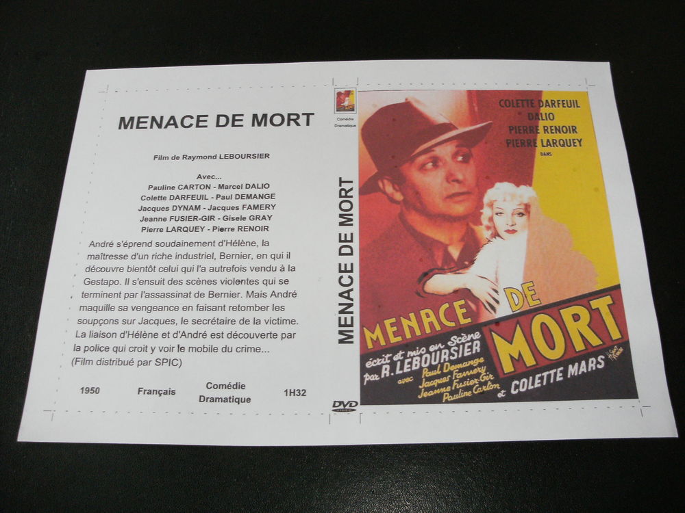Film : " Menace de mort " DVD et blu-ray