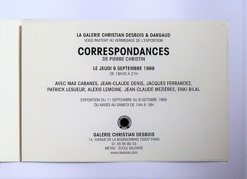 CABANES : Carton d'invitation exposition "Correspondances" 