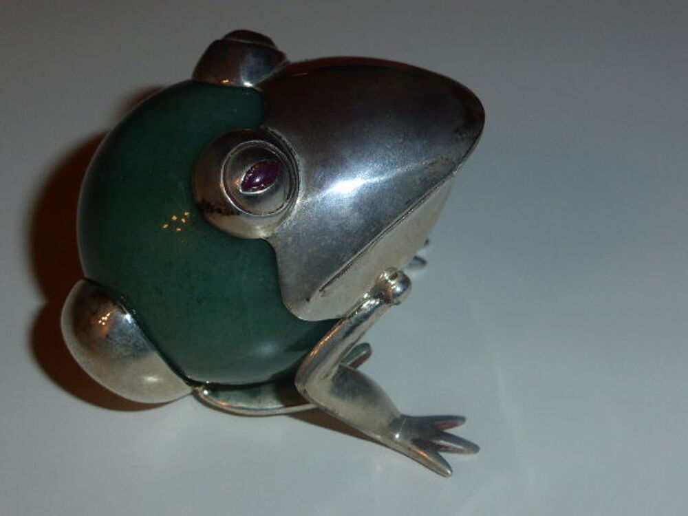 Grenouille 3 morceaux argent et pierre 