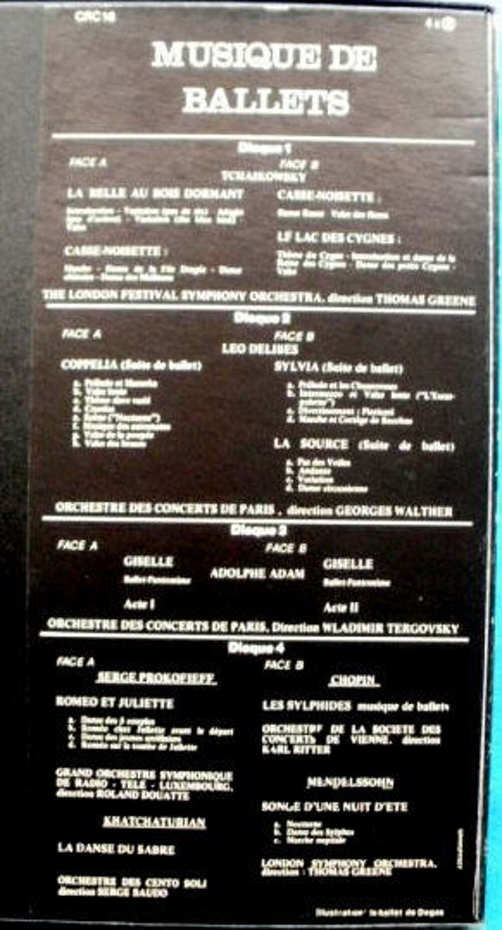 Coffret MUSIQUE DE BALLETS comprenant 4 disques 33 T CD et vinyles
