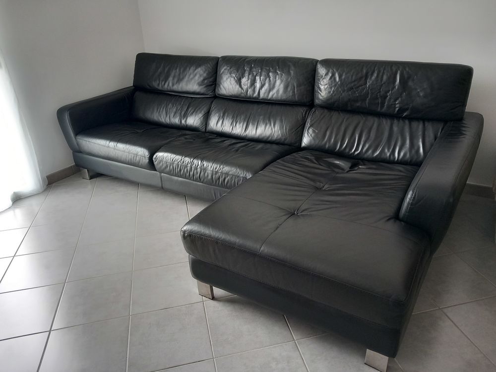 Canap&eacute; d'angle cuir noir Meubles