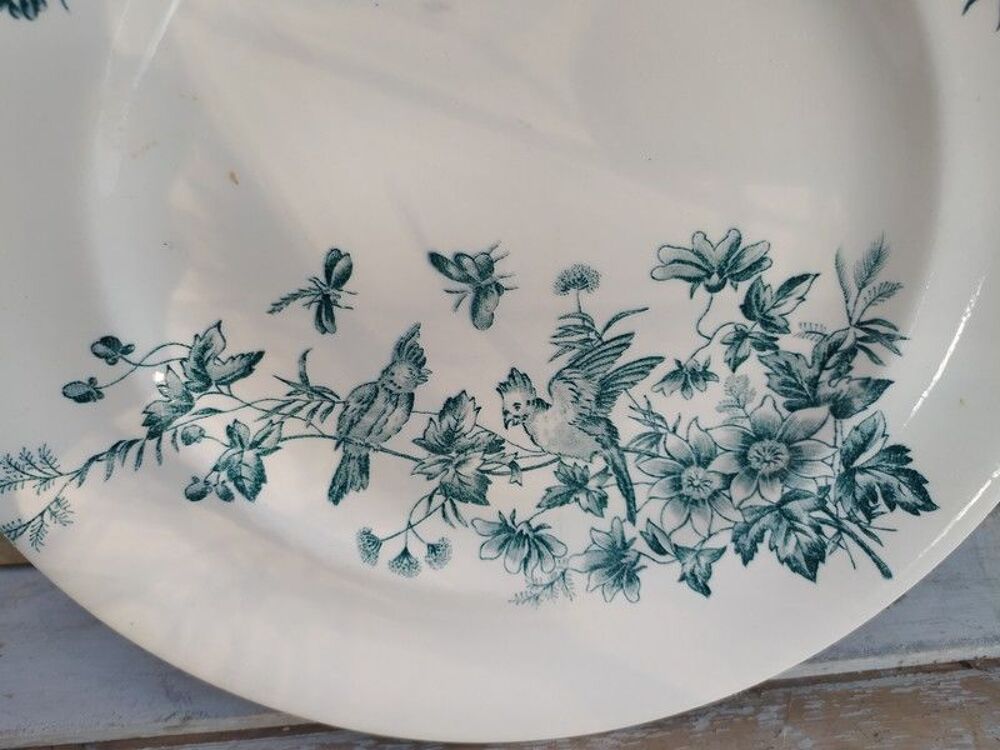Assiette Terre de Fer Fa&iuml;ence de Longwy Mignon Oiseaux Décoration