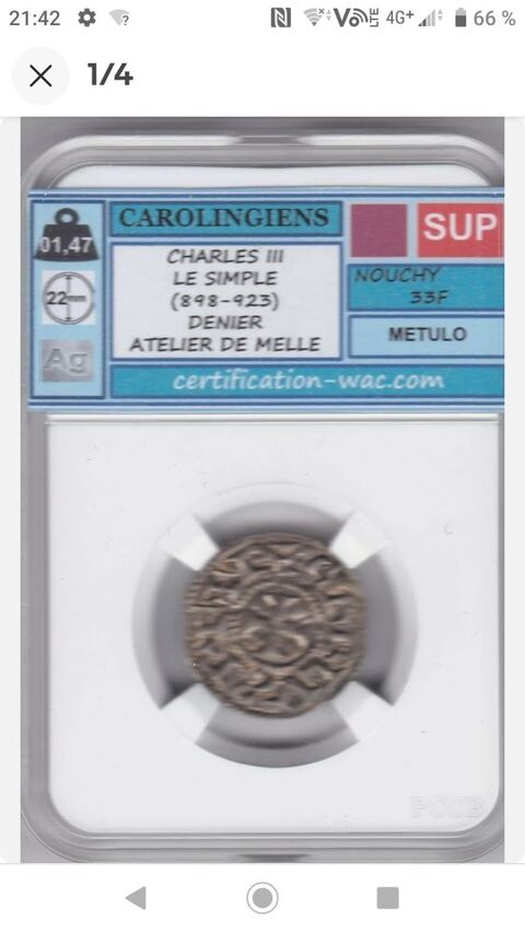 Piece de monnaie Charles III melle mtulo 299 Lens (62)