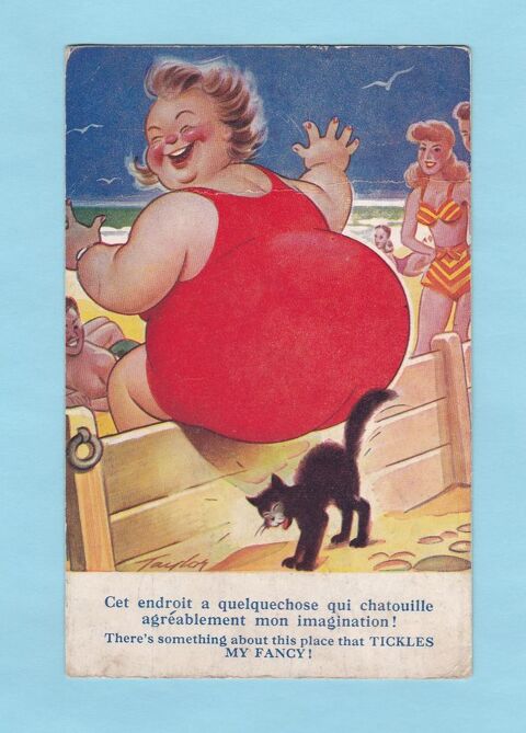 Carte Postale CPA CHAT NOIR COMIQUE 6 Brtigny-sur-Orge (91)