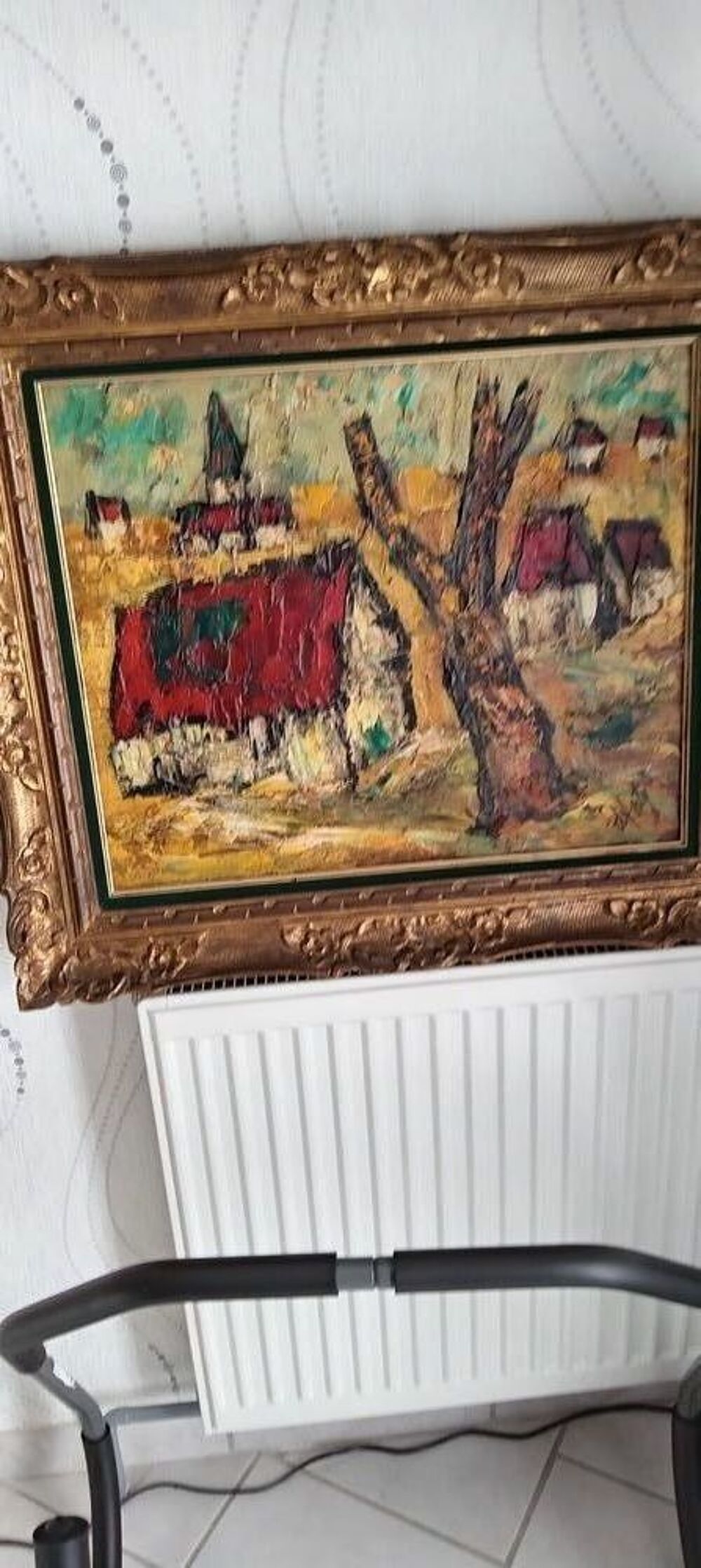 Huile H.d'Anty(1910-1998) village aux toits rouges. Décoration