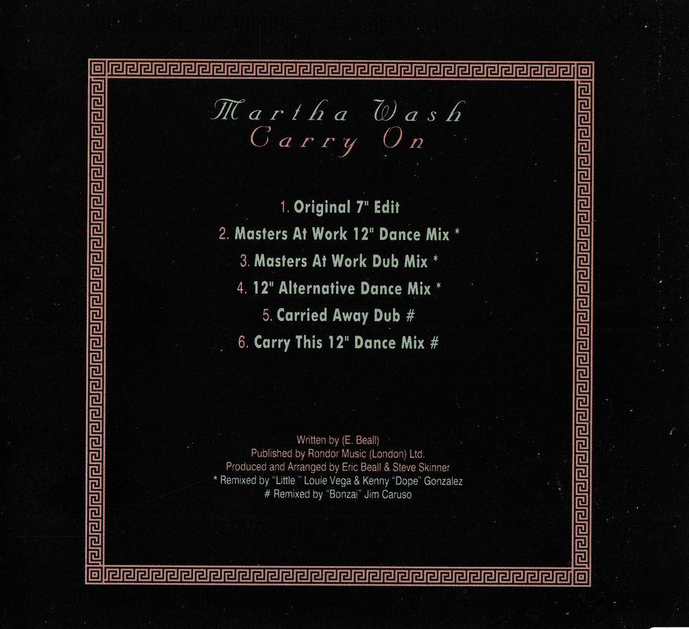 CD Martha Wash - Carry On CD et vinyles