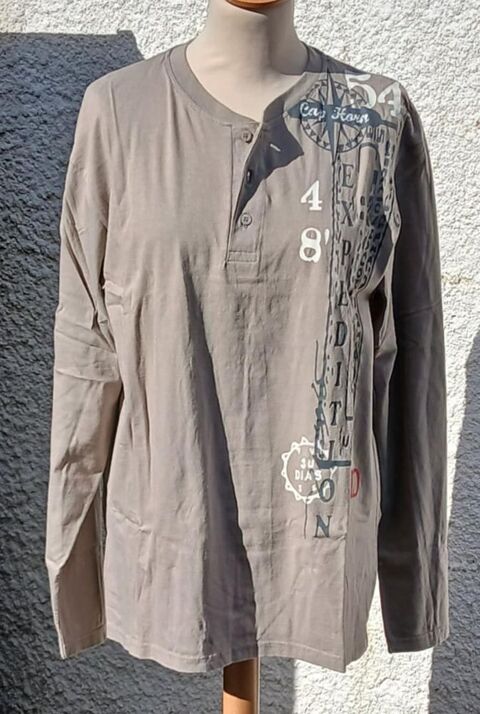 Tee-shirt Beige, � Col Boutonn�, pour Homme  Atlas For Men  9 La Fert�-Alais (91)