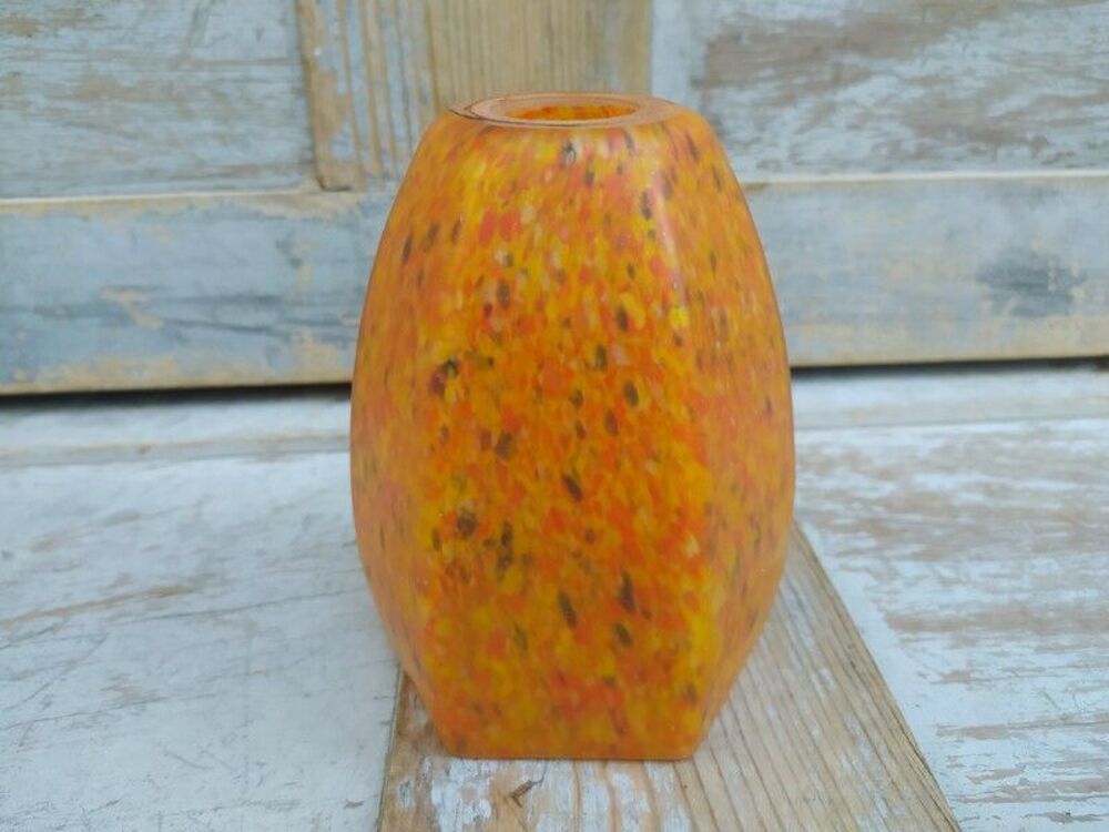 Tulipe Lampe Art D&eacute;co Verre Orange Marmor&eacute;en Clichy Legras 
Décoration