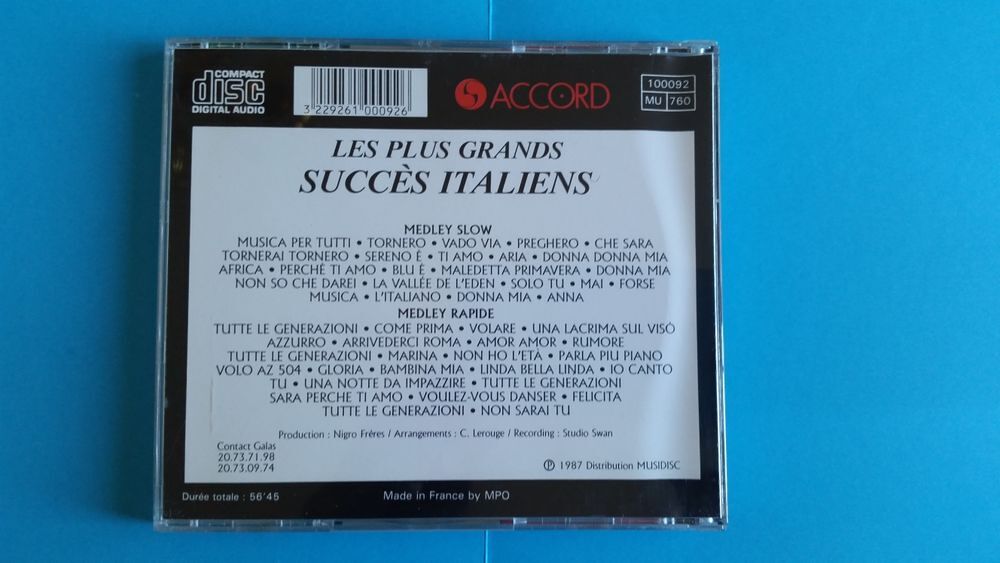 LES PLUS GRANDS SUCC&Eacute;S ITALIENS * CD CD et vinyles