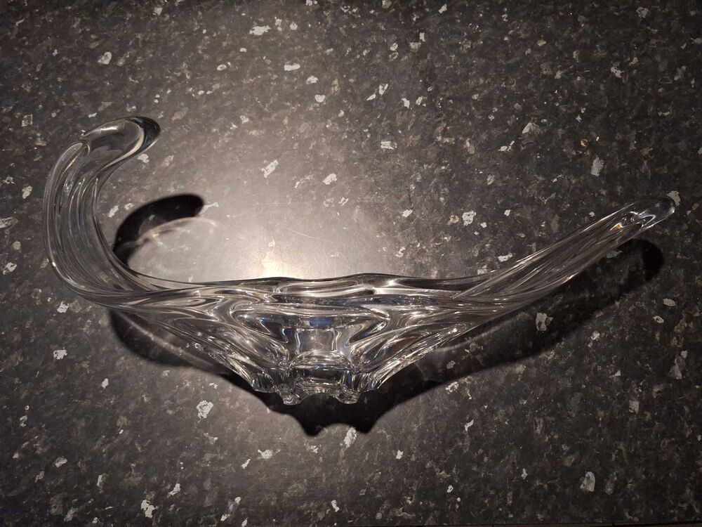 Grande coupe centre de table vintage en cristal d'art (Style Daum / Vannes-le-Ch&agrave;&cent;tel) €" 57 cm Décoration