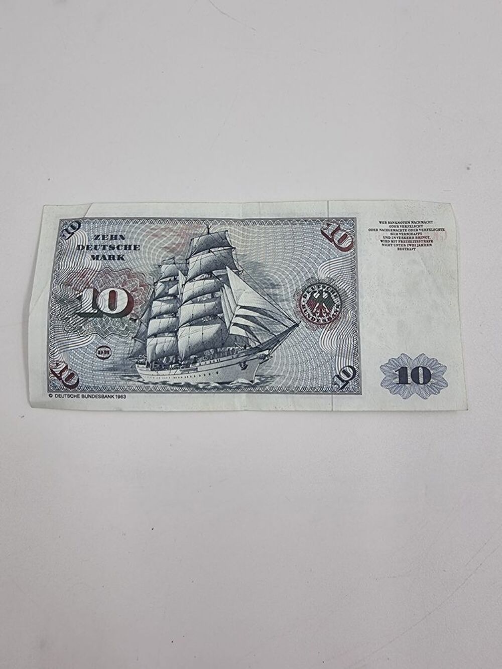 Ancien billet de banque de 10 Zehn Deutsche Mark 