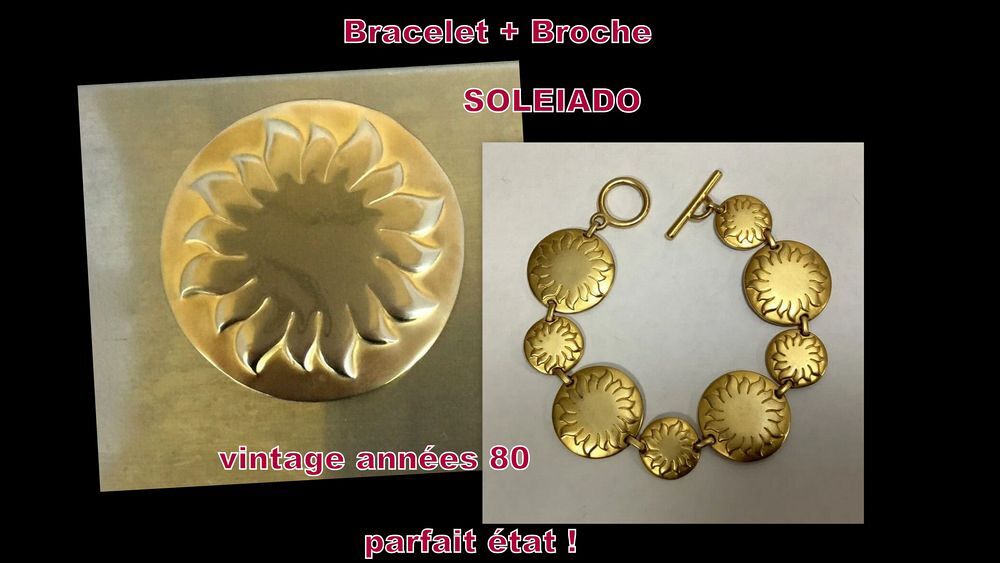 VINTAGE * Bijoux m&eacute;tal dor&eacute;s SOLEIADO * parfait &eacute;tat Bijoux et montres