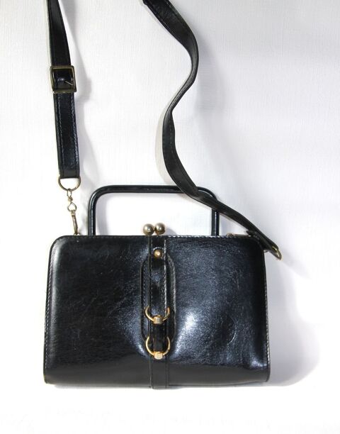 El�gant sac noir vintage en cuir v�ritable. style 60/70 30 Sceaux (92)