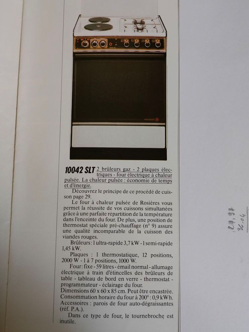 cuisini&egrave;re Rosi&egrave;res 60x60x85 four chaleur puls&eacute;e -
Electroménager