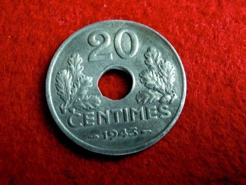 Trs belle monnaie 20 centimes ETAT FRANCAIS 1943 SUP. 25 Saint-Lys (31)