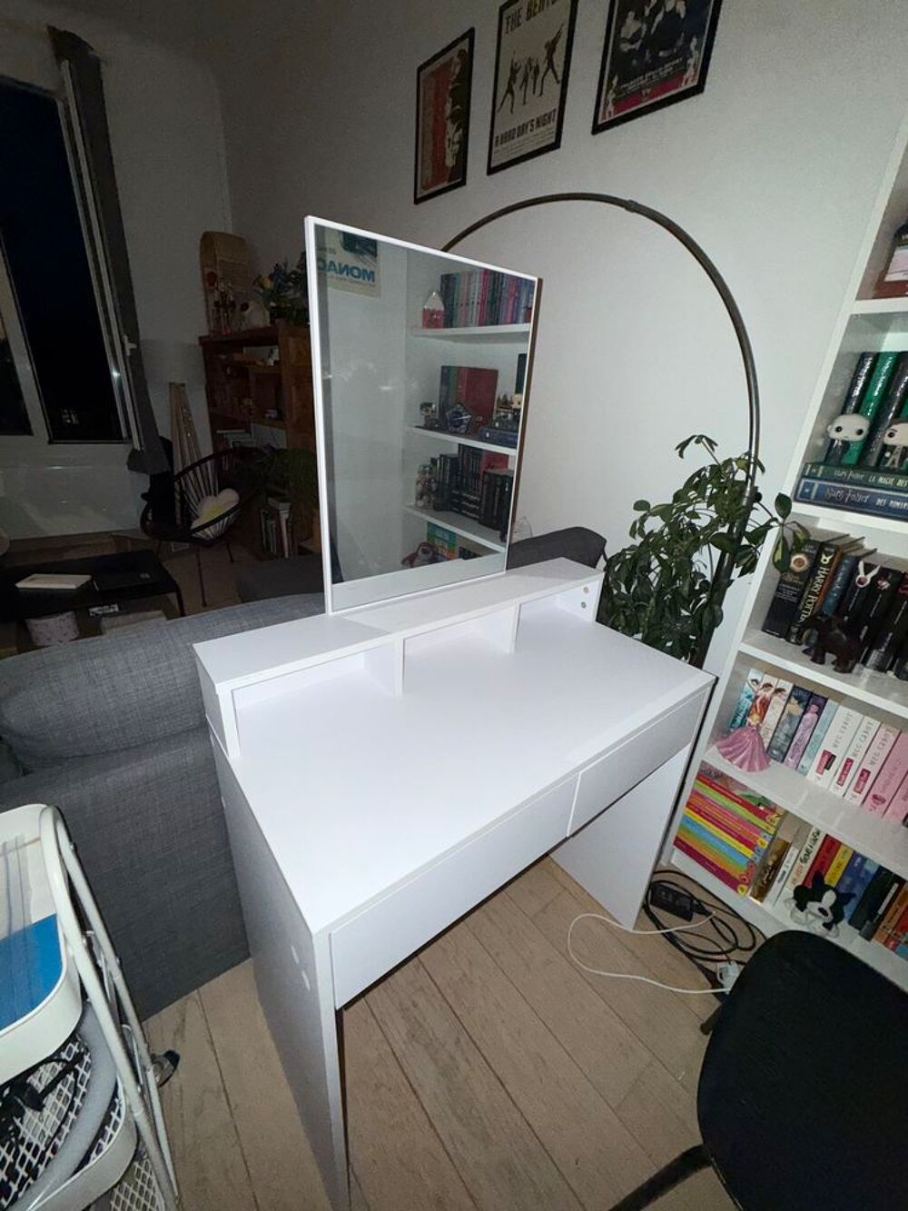 Coiffeuse Vasagle avec Miroir, 2 tiroirs, 3 Compartiments Meubles