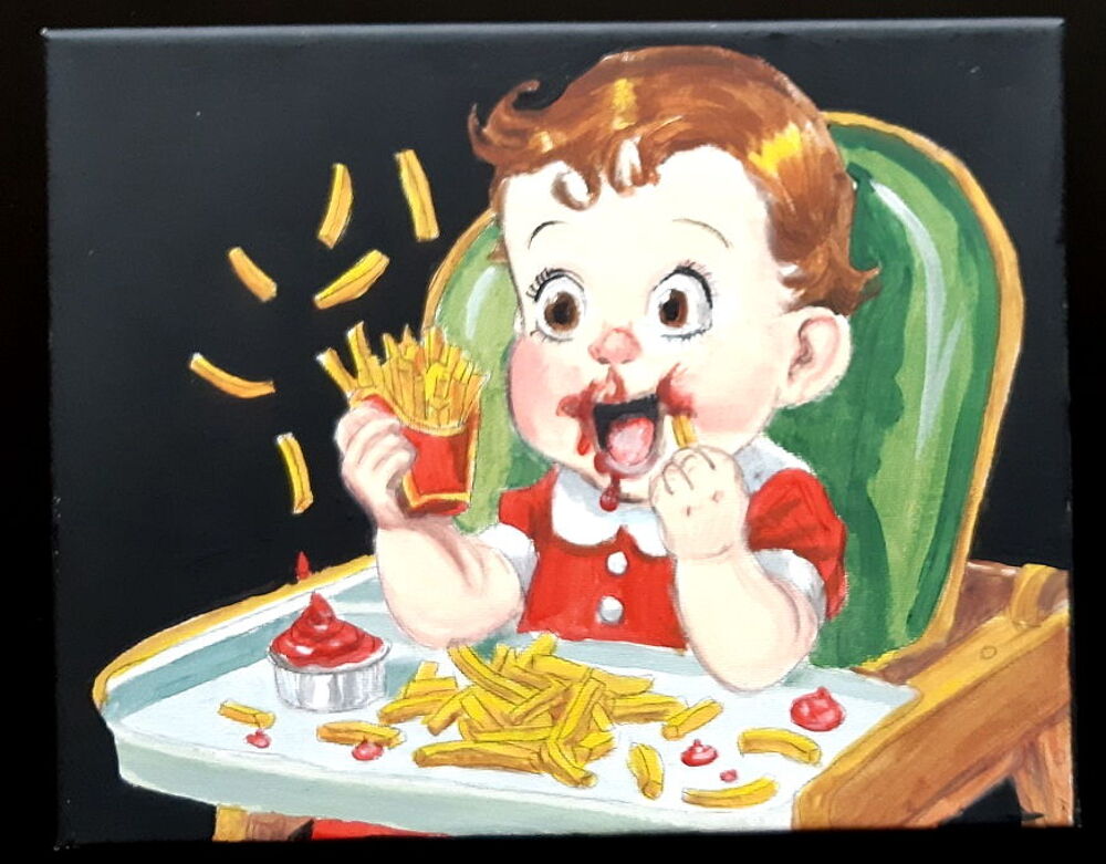 repas au Mac Do - toile sur ch&acirc;ssis - 24 x 30 Décoration