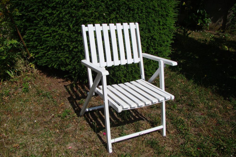 Chaise / Fauteuil de jardin en bois pliant - vintage 1970 Jardin