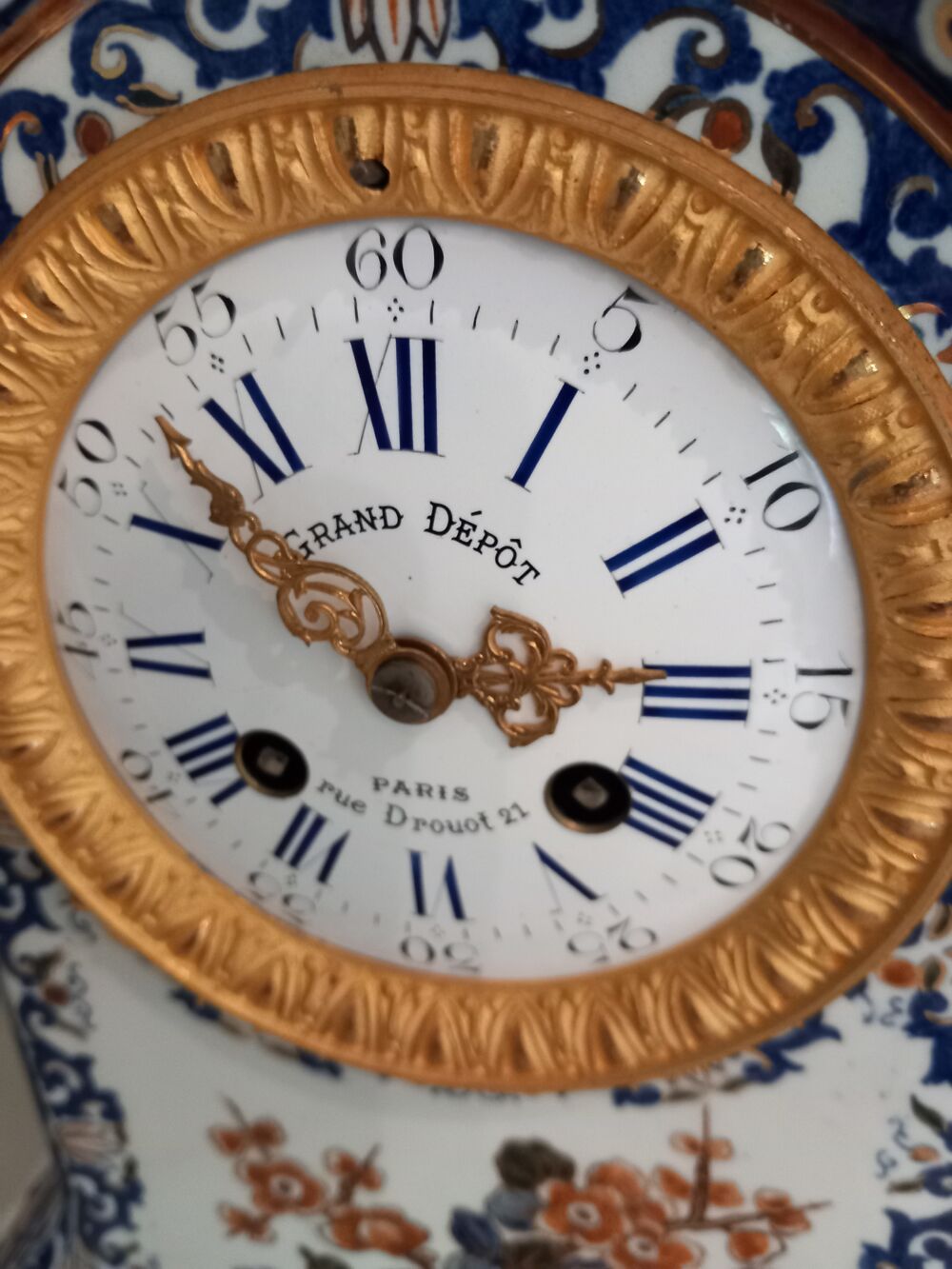 Pendule Horloge Fa&iuml;ence de GIEN XIX &egrave;me D�coration