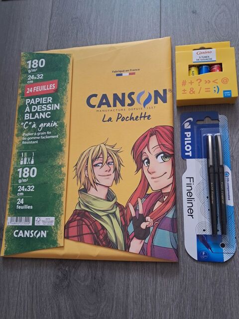 24 feuilles canson neuves 24*32 , 2 pilot fineliner neuf et Saint-Menges (08)