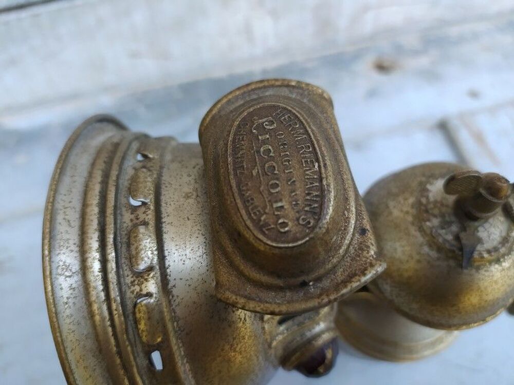 Ancienne Lampe V&eacute;lo Ac&eacute;tyl&egrave;ne Piccolo Herm Riemann's 