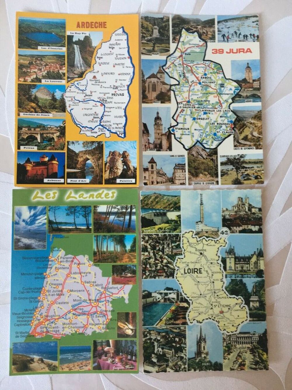 10 CARTES POSTALES g&eacute;ographiques -d&eacute;partement + photos 