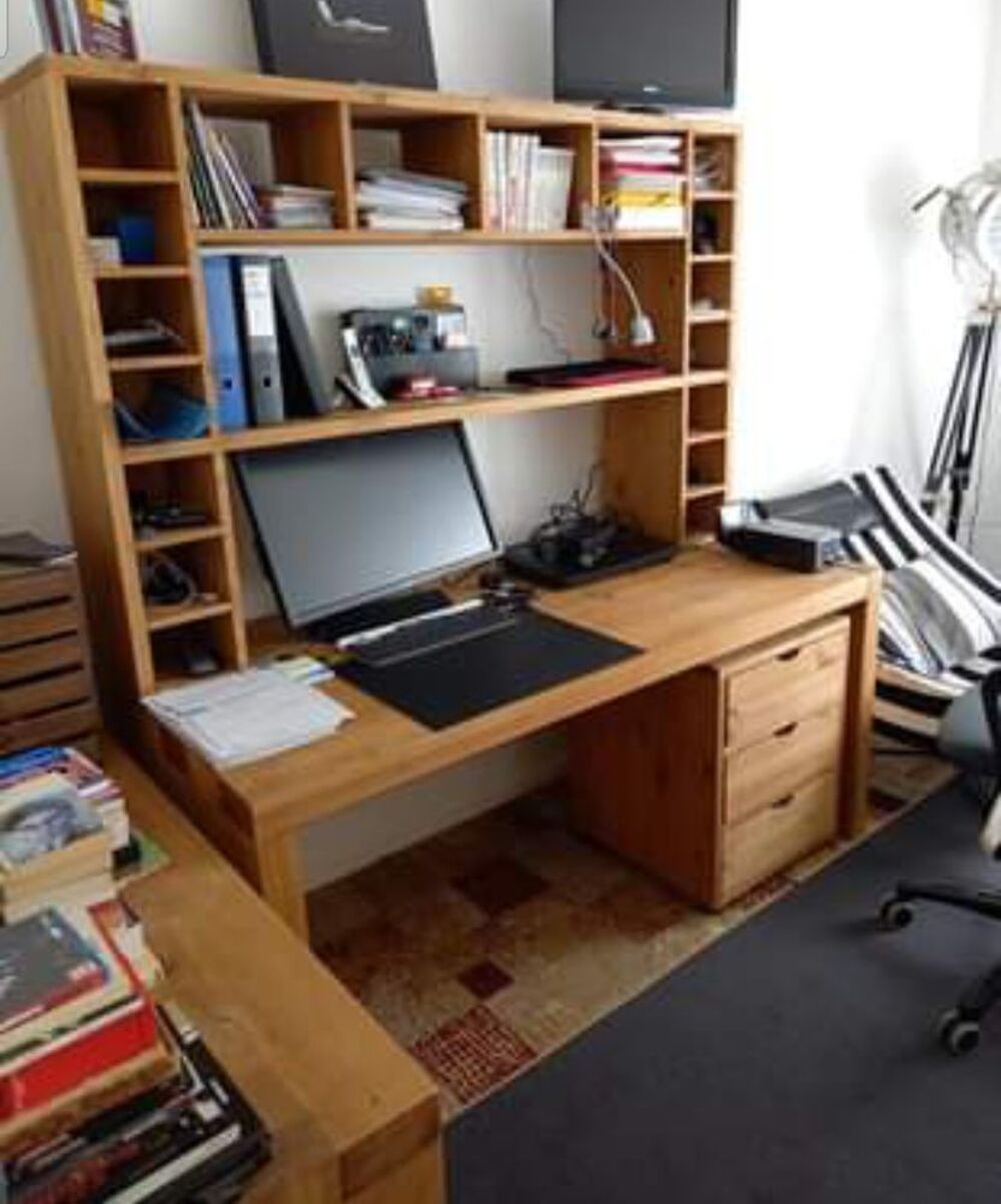 Bureau complet rangements retour bureau caisson. Meubles