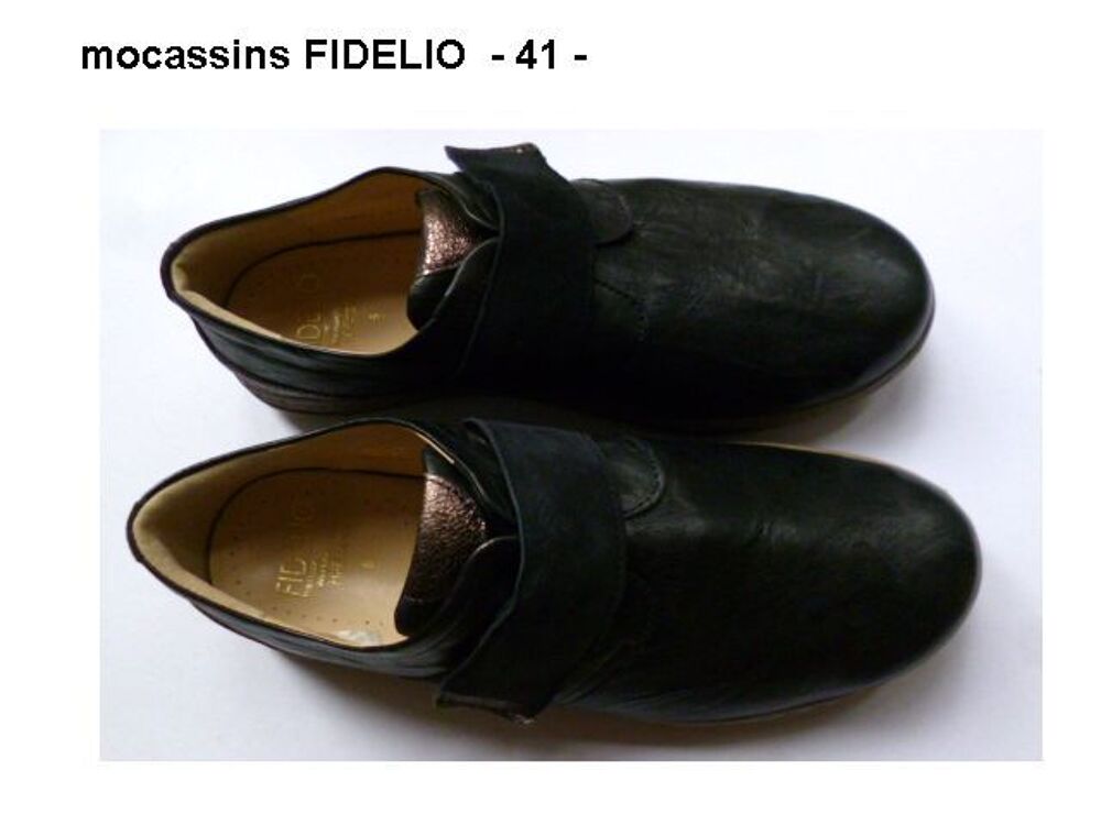 mocassins FIDELIO noirs - tout cuir - point. 8 ou 41 - zoe Chaussures