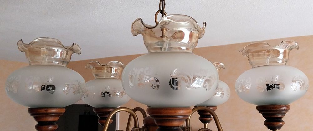 lustre style L. Philippe bois -laiton Meubles