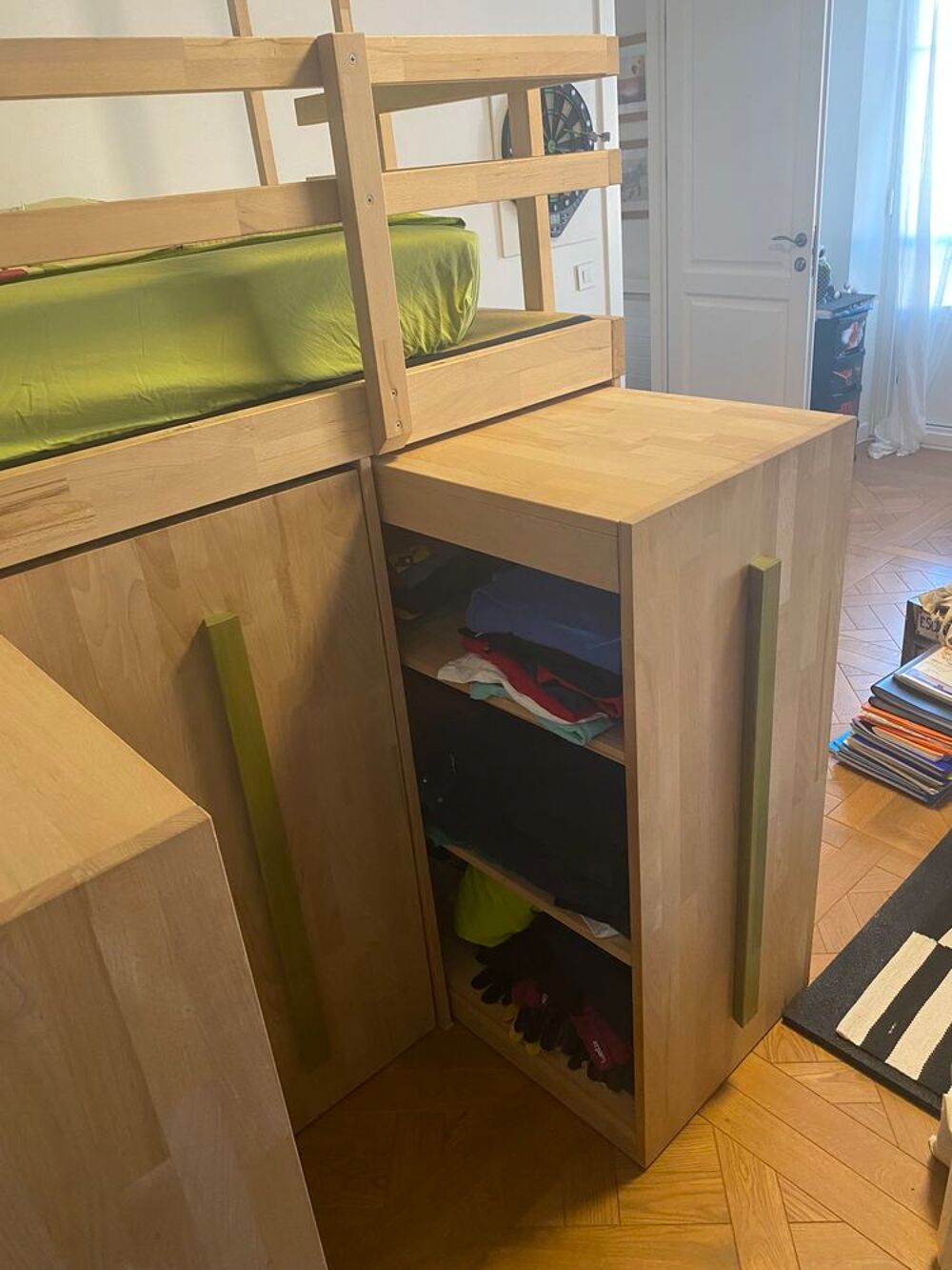 Chambre en bois massif style japonais lit mezzanine Meubles