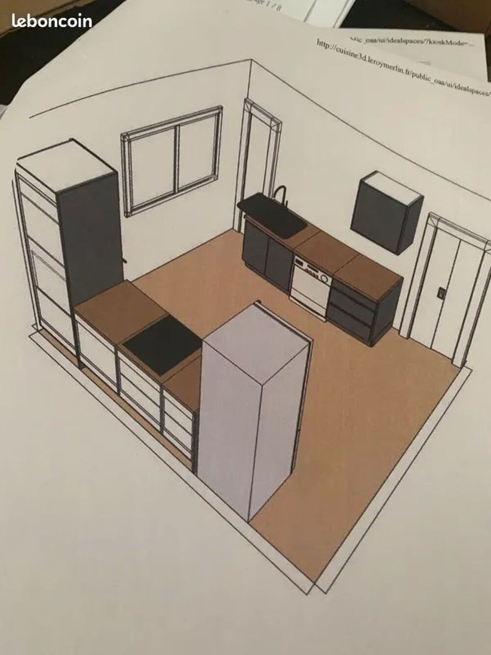 cuisine neuve fa&ccedil;ade grise plan de travail ch&ecirc;ne clair Meubles