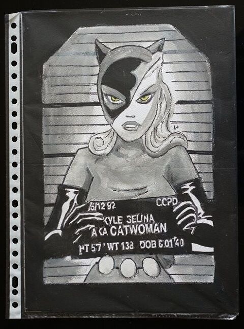 peinture - catwoman en arrestation - sur papier aquarelle fo 4 Fougères (35)